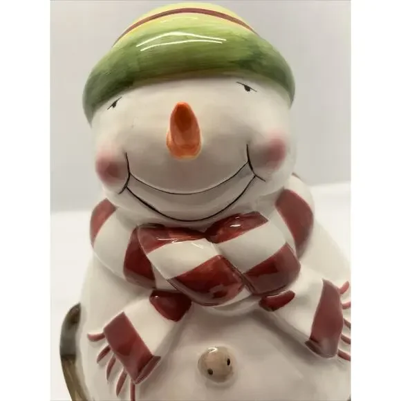 Oneida Snowman Ceramic Cookie Jar with Stocking Hat and Scarf 12" High READ - Picture 3 of 11